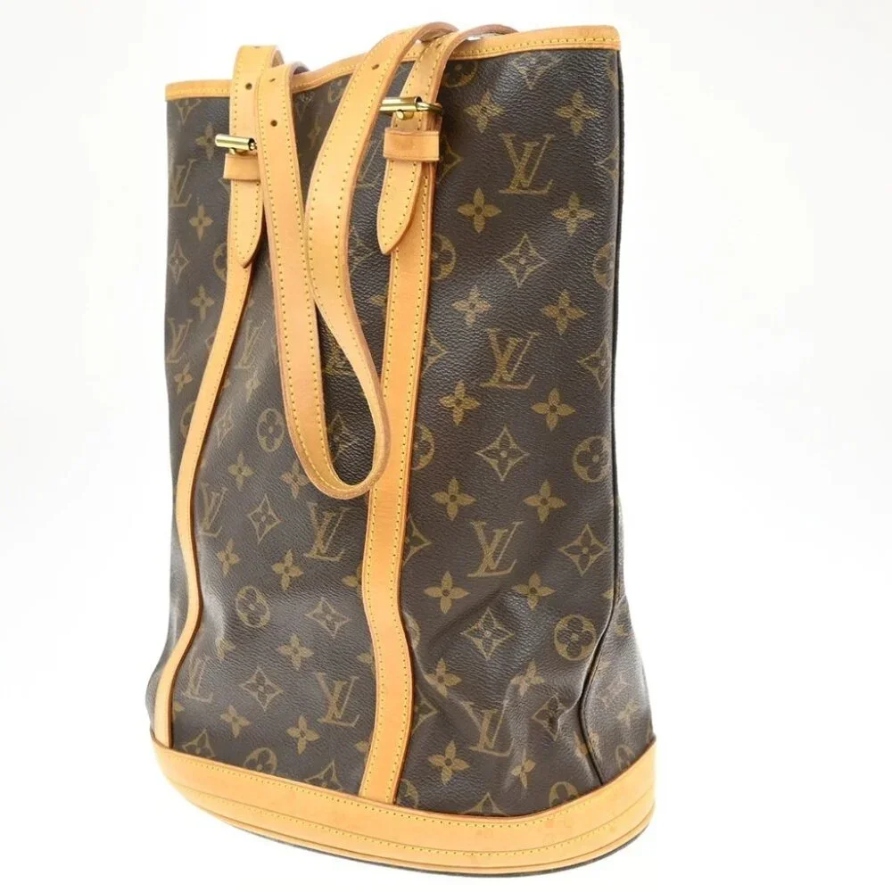 LOUIS VUITTON BUCKET GM Shoulder Tote Bag Monogram Leather Brown